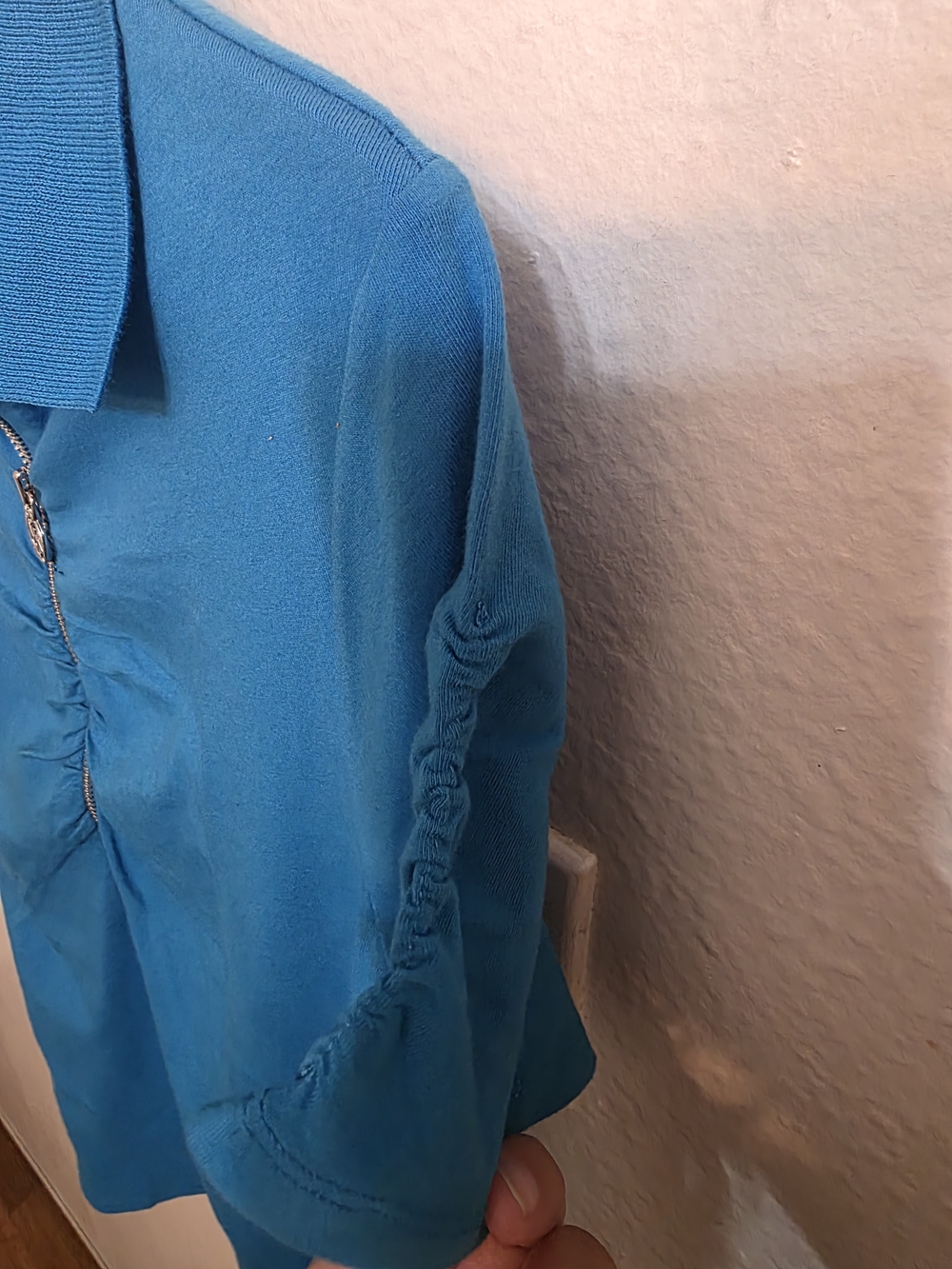 Michael Kors Teal-Blue Short-Sleeve Zip Polo Top - Picture 4 of 5